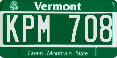 VT license plate KPM708
