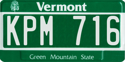 VT license plate KPM716