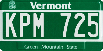 VT license plate KPM725