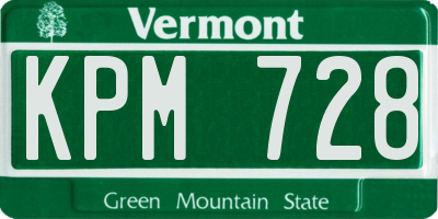 VT license plate KPM728