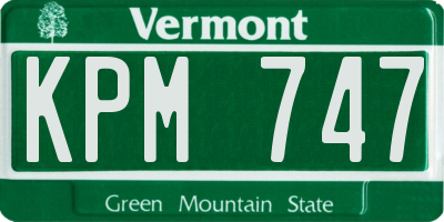 VT license plate KPM747