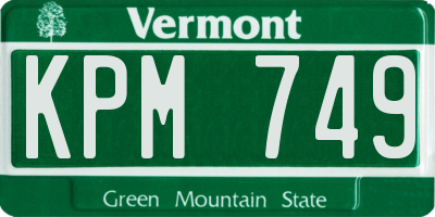VT license plate KPM749