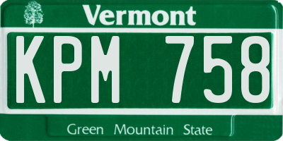 VT license plate KPM758