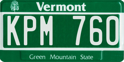 VT license plate KPM760
