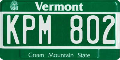 VT license plate KPM802