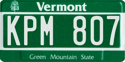 VT license plate KPM807