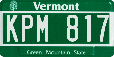 VT license plate KPM817