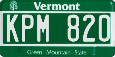 VT license plate KPM820