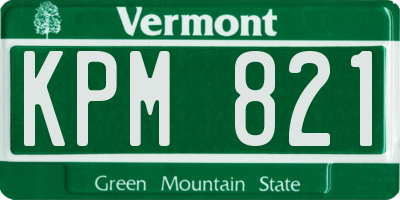 VT license plate KPM821