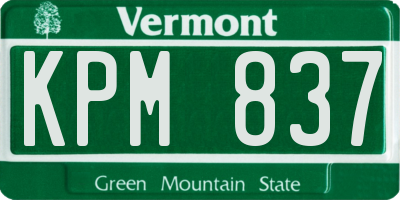 VT license plate KPM837