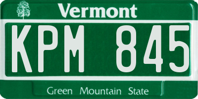 VT license plate KPM845