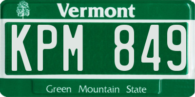 VT license plate KPM849