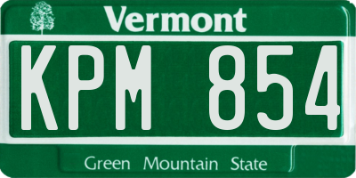 VT license plate KPM854