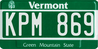 VT license plate KPM869