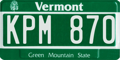 VT license plate KPM870