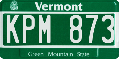 VT license plate KPM873
