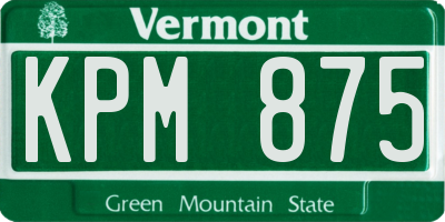 VT license plate KPM875