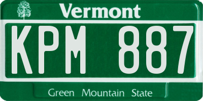 VT license plate KPM887