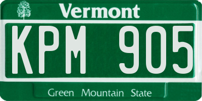 VT license plate KPM905