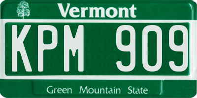 VT license plate KPM909