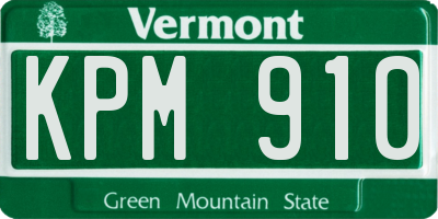 VT license plate KPM910