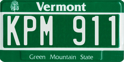 VT license plate KPM911