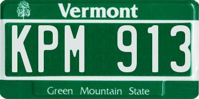 VT license plate KPM913