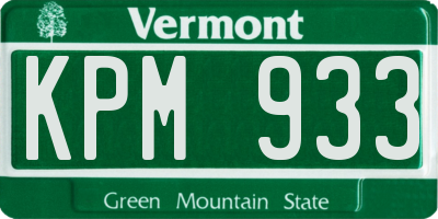 VT license plate KPM933