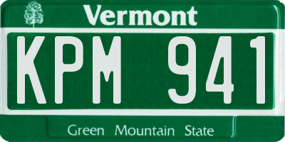 VT license plate KPM941