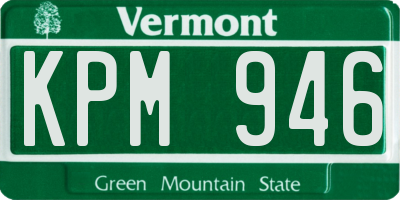 VT license plate KPM946