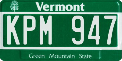 VT license plate KPM947