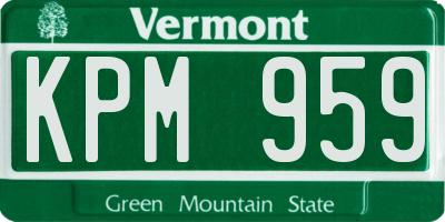 VT license plate KPM959