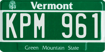 VT license plate KPM961