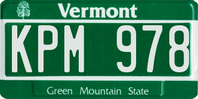 VT license plate KPM978