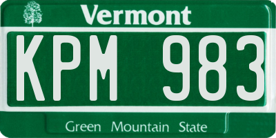 VT license plate KPM983