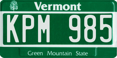 VT license plate KPM985