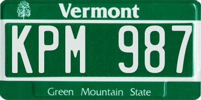 VT license plate KPM987