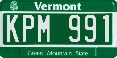 VT license plate KPM991
