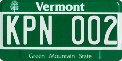 VT license plate KPN002