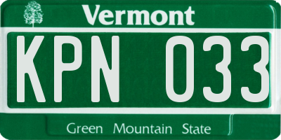 VT license plate KPN033