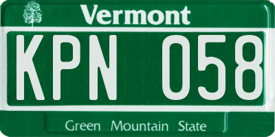 VT license plate KPN058