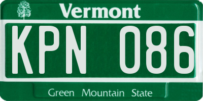 VT license plate KPN086