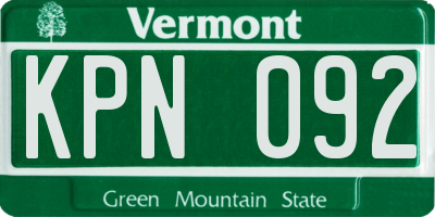 VT license plate KPN092