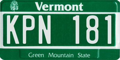 VT license plate KPN181