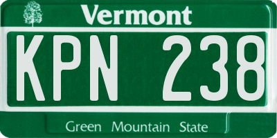 VT license plate KPN238