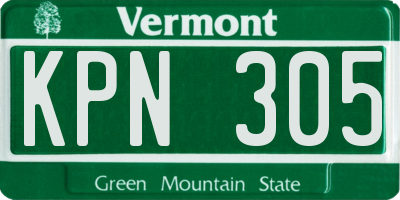 VT license plate KPN305