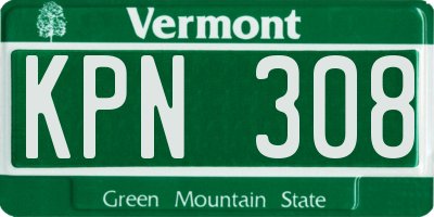VT license plate KPN308