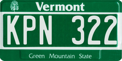 VT license plate KPN322