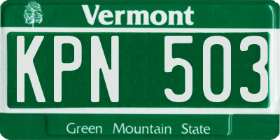 VT license plate KPN503