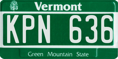 VT license plate KPN636